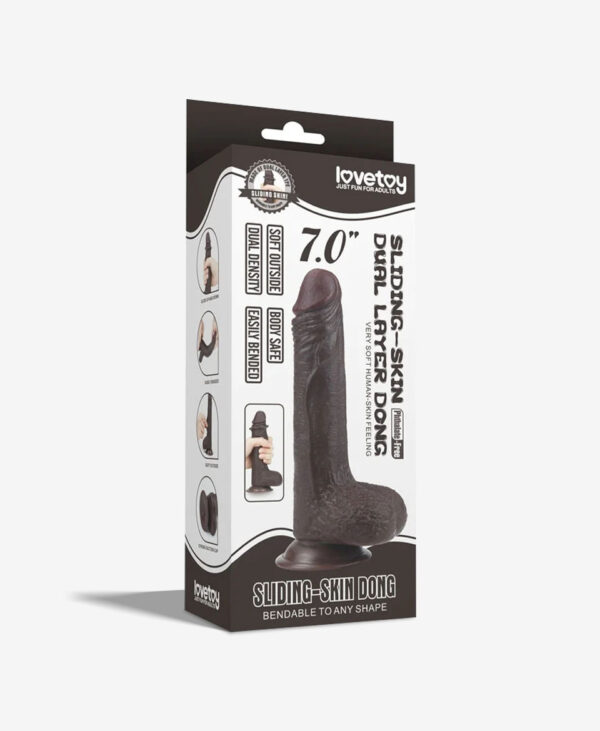 Kaygan Çift Katmanlı Siyah Realistik Dildo 17.5 cm