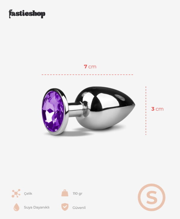 Mor Kristal Tabanlı Metal Anal Plug - Küçük Boy
