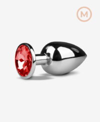 Kırmızı Kristal Tabanlı Metal Anal Plug - Orta Boy