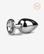 Beyaz Kristal Tabanlı Metal Anal Plug - Orta Boy