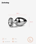 Beyaz Kristal Tabanlı Metal Anal Plug - Büyük Boy