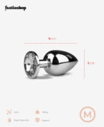 Beyaz Kristal Tabanlı Metal Anal Plug - Orta Boy