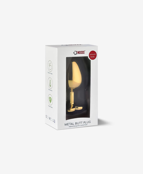 NOXXX Kalp Mücevherli Çelik Gold Anal Plug - Orta Boy - Görsel 4