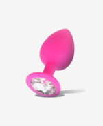 Taşlı Silikon Pembe Anal Plug - Medium