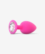 Taşlı Silikon Pembe Anal Plug - Medium - Görsel 2