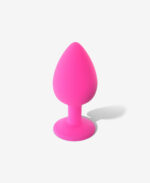 Taşlı Silikon Pembe Anal Plug - Medium - Görsel 3