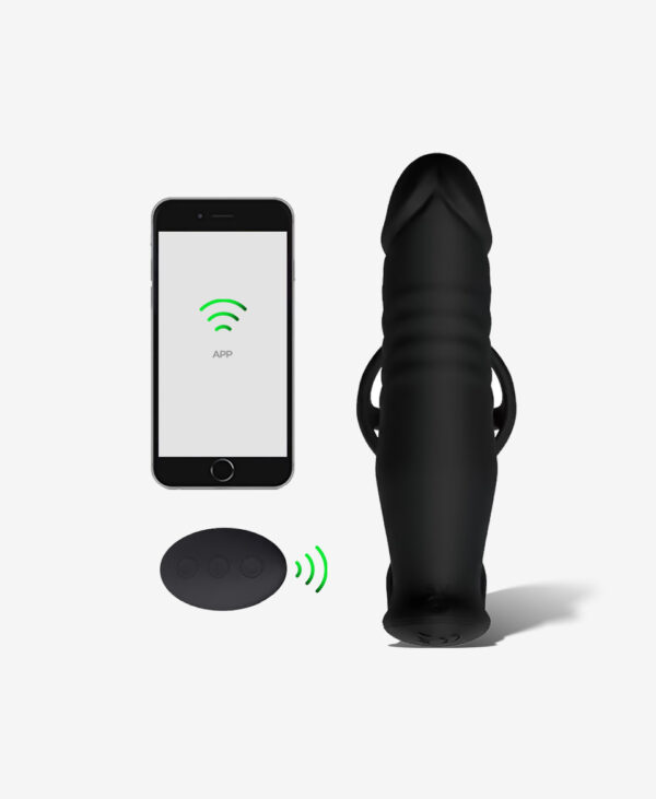 NOXXX APP Kontrollu Ileri Geri Hareketli Penis Halkali Sarjli Giyilebilir Anal Vibrator 2 copy