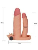 LoveToy Pleasure X Tender İkili Titreşimli Realistik Penis Kılıfı - 2.5 cm Uzatmalı - Görsel 4
