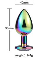 Çok Renkli Taşlı Çelik Anal Plug - Büyük Boy - Görsel 4
