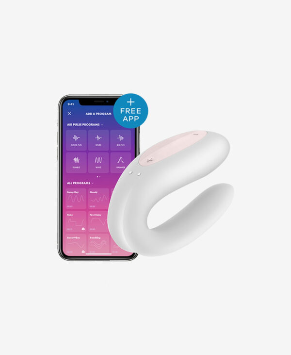 satisfyer double joy ciftler icin akilli telefon kontrollu vibrator beyaz 2