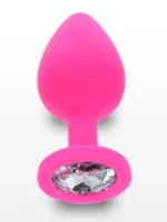Taşlı Silikon Pembe Anal Plug - Medium - Görsel 4