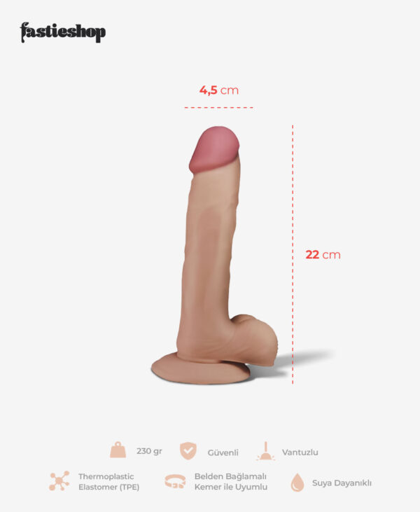 Fastieshop Ultra Yumuşak Realistik Dildo - 22 cm - Görsel 3