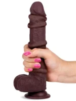 Real Skin Çift Katmanlı Kayan Derili Gerçekçi Siyah Penis 20 cm - Görsel 5
