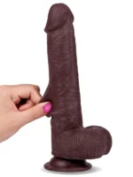 Real Skin Çift Katmanlı Kayan Derili Gerçekçi Siyah Penis 20 cm - Görsel 3