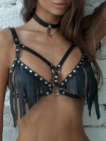 Püsküllü Deri Sütyen Takım - Görsel 2