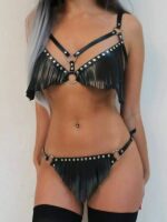 Püsküllü Deri Sütyen Takım - Görsel 6