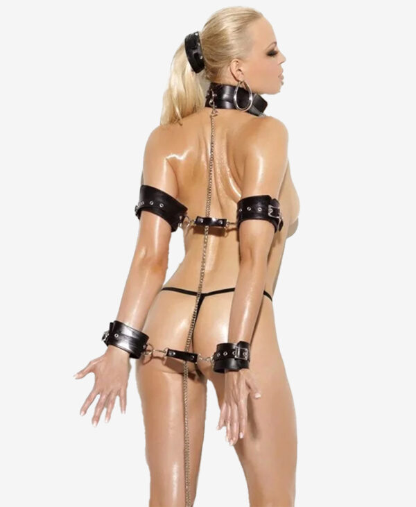 Zincirli Boyun Tasmali Kelepceli Harness Set