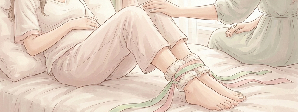 ayak bilekleri birlikte bağlanan kadın illüstrasyonu