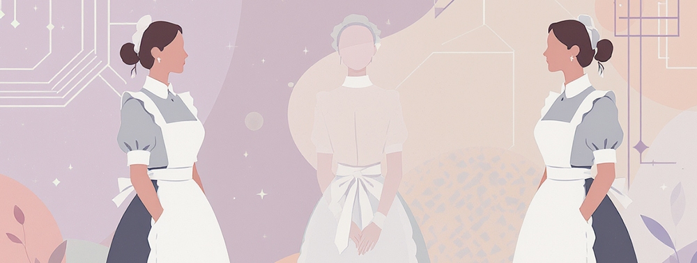 hizmetçi kostümü giymiş kadın illüstrasyonu