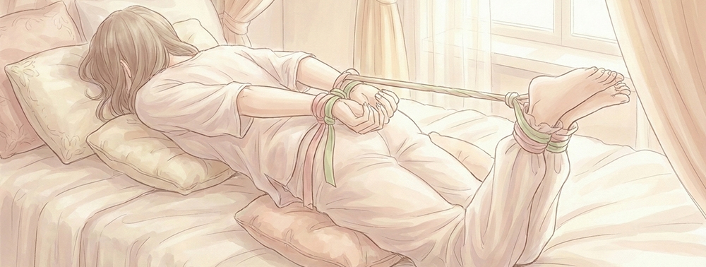 Hogtie Pozisyonunda duran kadın illüstrasyonu