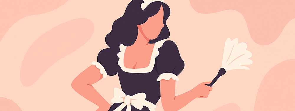 Temizlik yapan bir hizmetçi illüstrasyonu