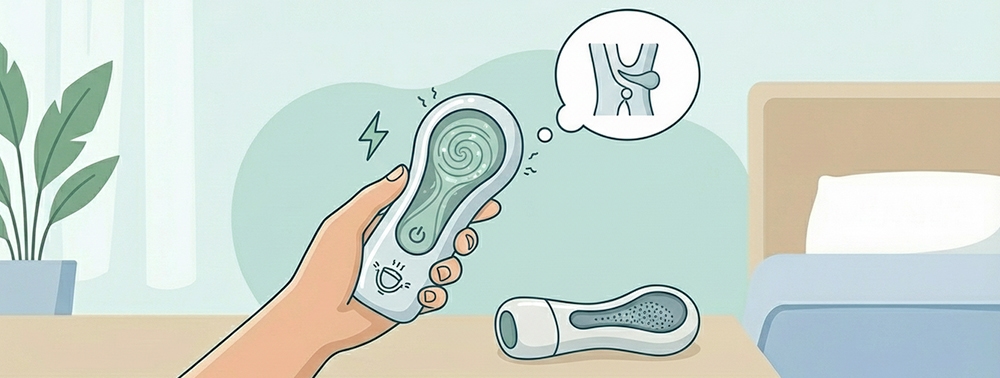 elinde emme özellikli mastürbatör tutan erkek illüstrasyonu