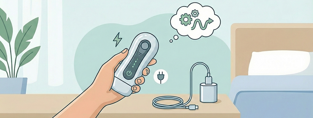 elinde otomatik mastürbatör tutan erkek resmi