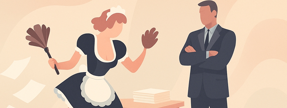 Sakar Hizmetçi ile Kusursuzluk Takıntılı Patron İllüstrasyonu