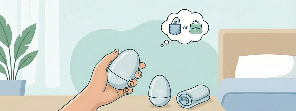 elinde yumurta mastürbatör tutan erkek illüstrasyonu